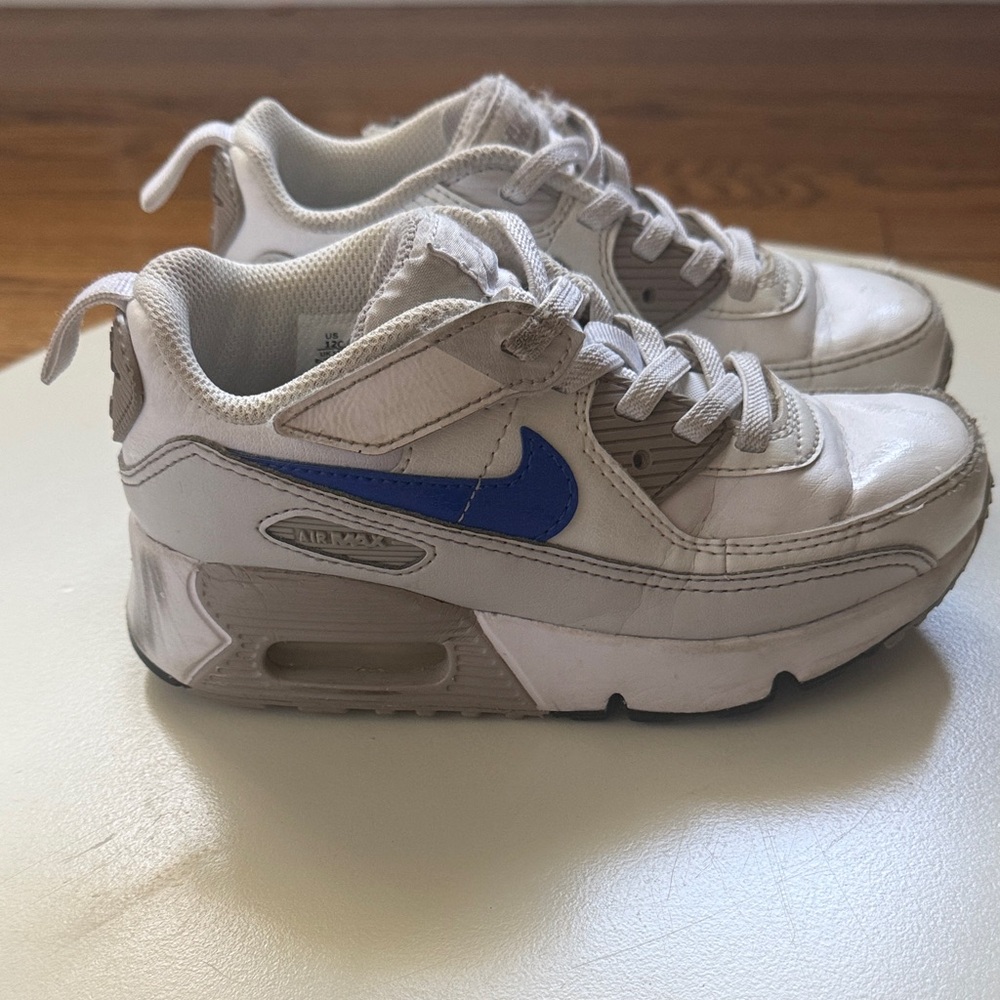 Nike Kids Sneakers Size 12C White Blue Swoosh Velcro Toddler Shoes